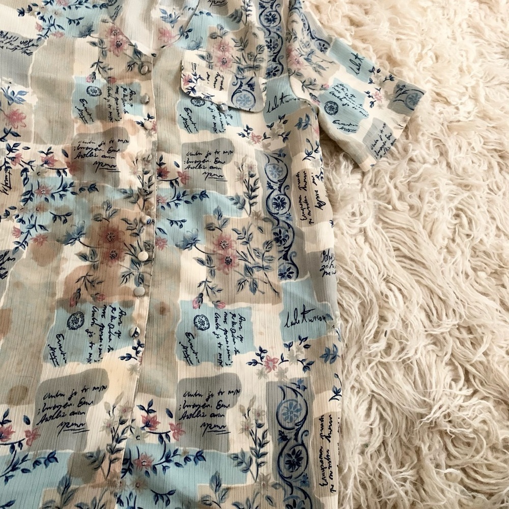 Notations | Vintage Button Down Short Sleeve Flor… - image 6